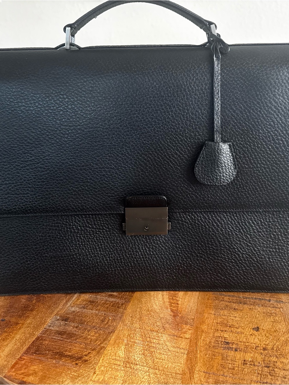 Giorgio Armani Classic Black Leather Briefcase